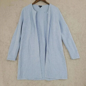 Talbots Light Blue Open Cardigan Sweater Coat M Cotton/Nylon Blend  5CT